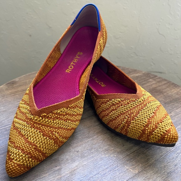 Rothy’s The Point Flat in Golden Zebra Rare Retired Design Women’s size 8.5 - Picture 2 of 12